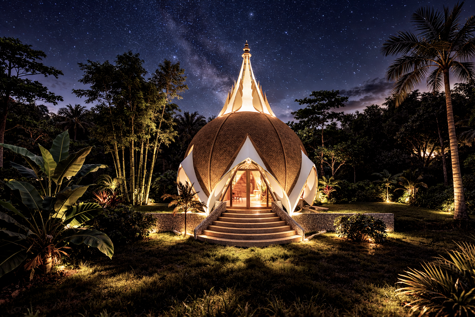 Trishula Dome at night under the stars